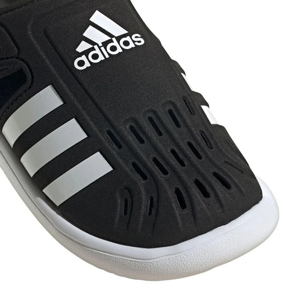 ADIDAS Closed Toe Water Sandals Velcro Black & White Kid’s Size 2 NEW